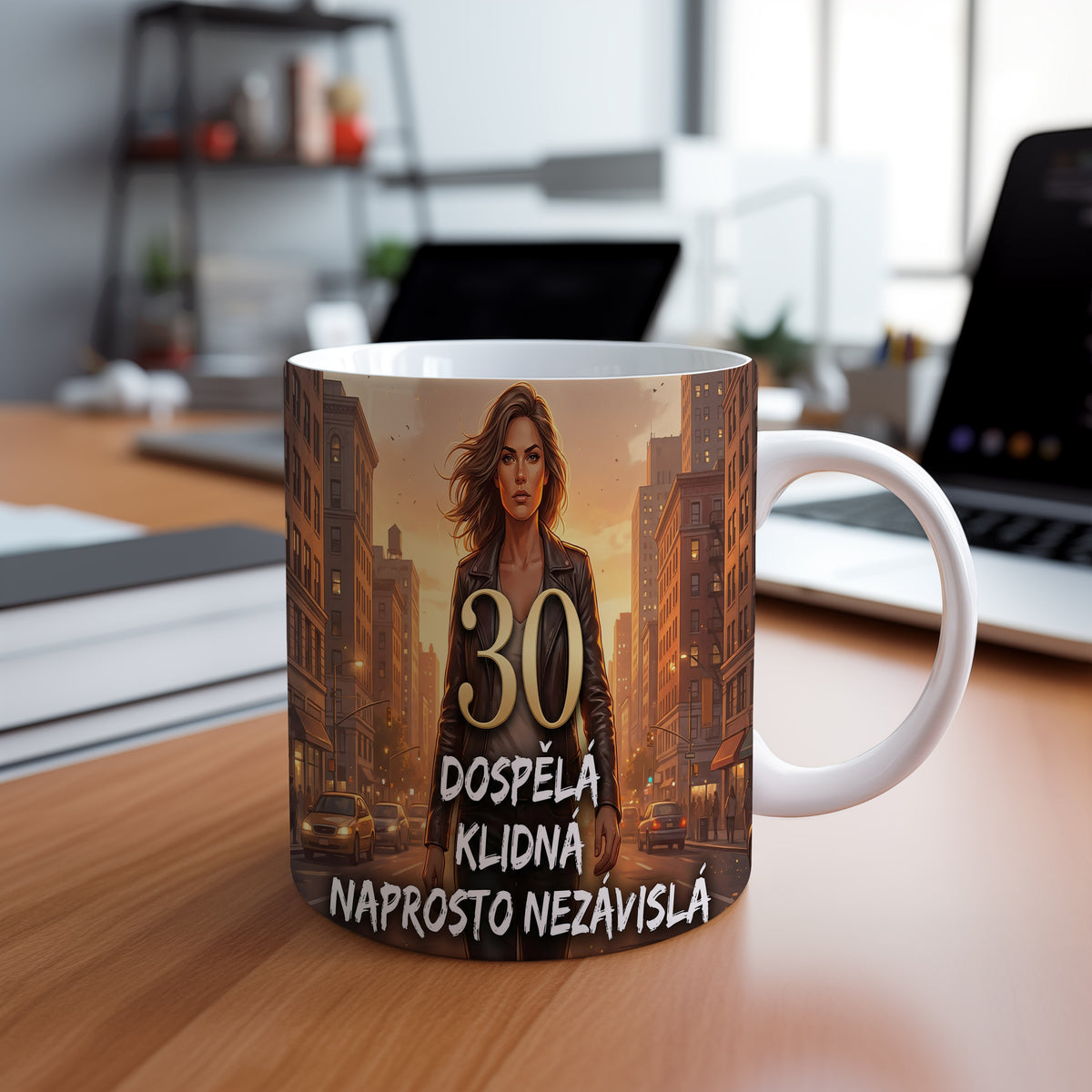 Narozeninový hrnek 30 let – DOSPĚLÁ KLIDNÁ NAPROSTO NEZÁVISLÁ