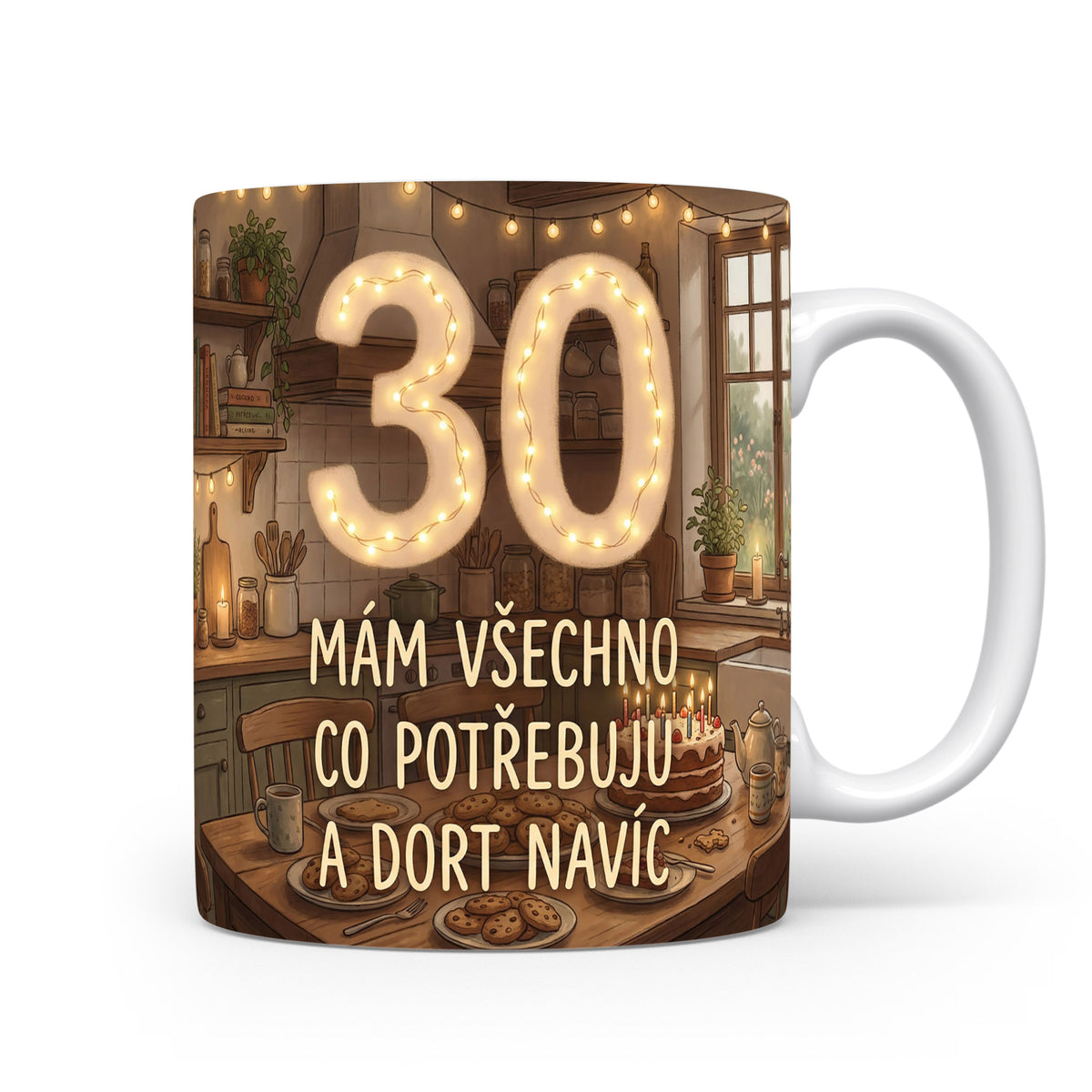 Hrnček s číslem 30 a sloganem.