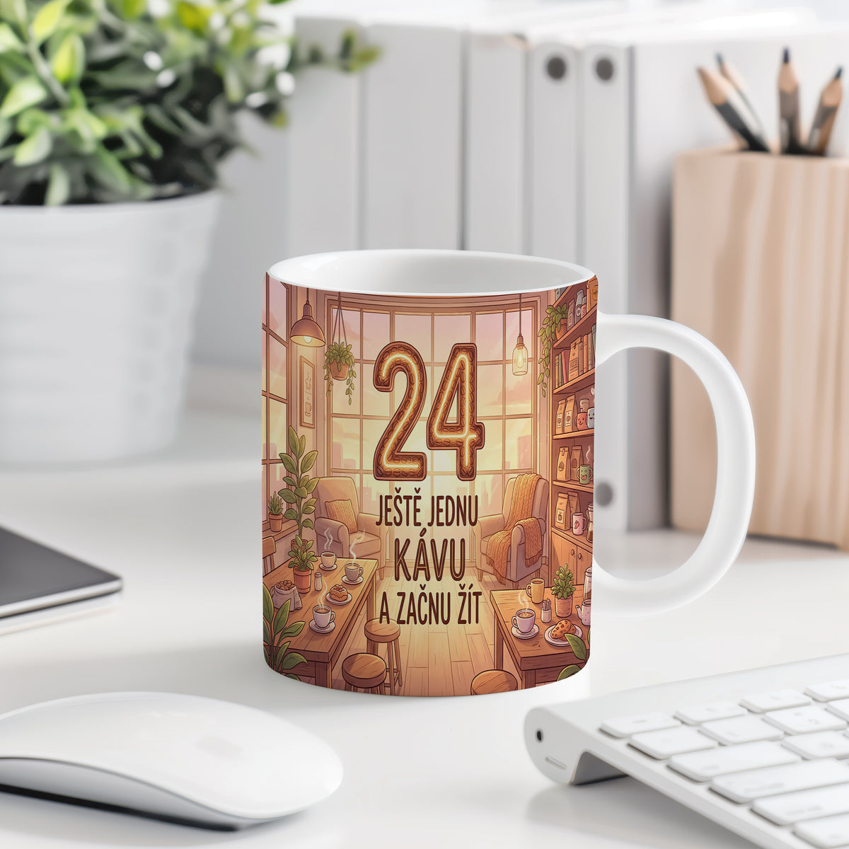 Narozeninový hrnek 24 let – JEŠTĚ JEDNU KÁVU A ZAČNU ŽÍT
