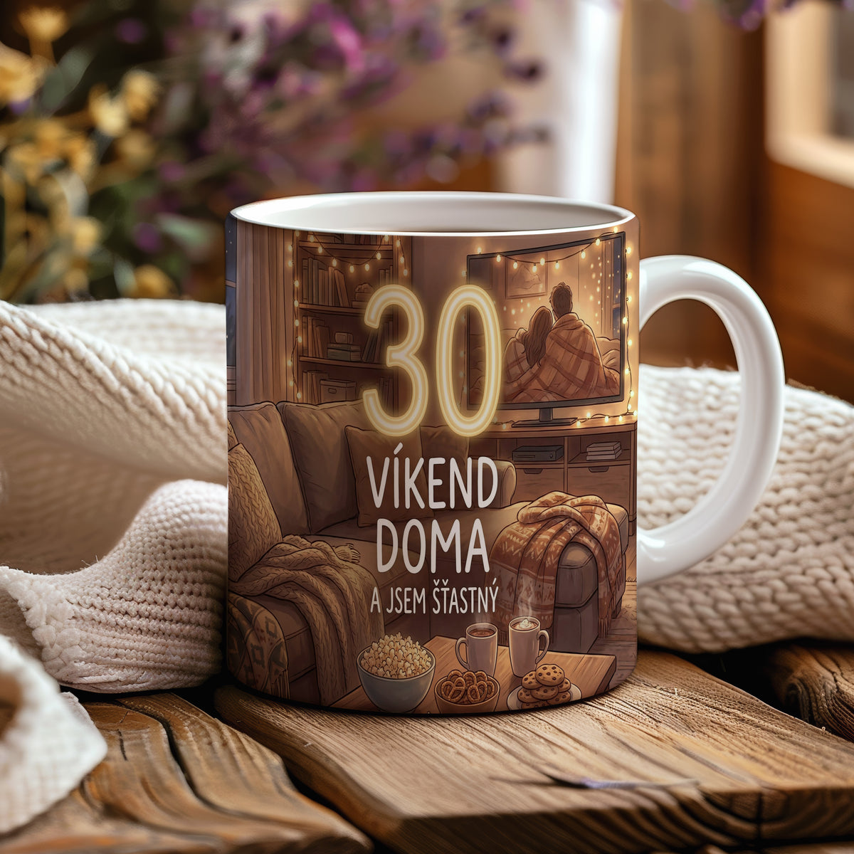 Narozeninový hrnek 30 let – VÍKEND DOMA A JSEM ŠŤASTNÝ