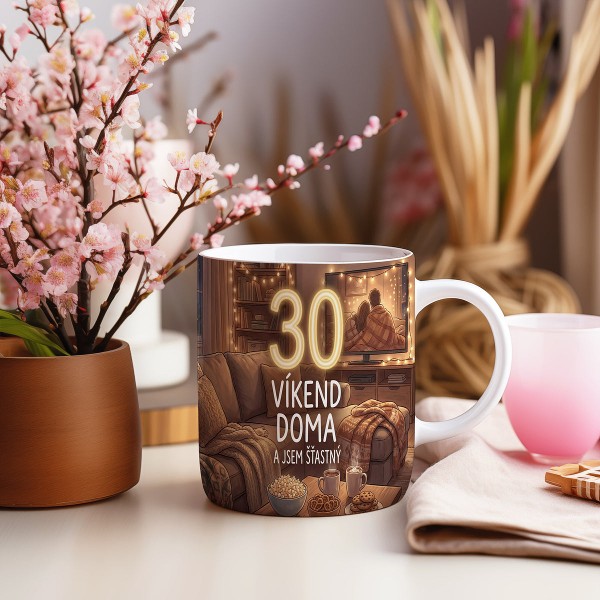 Narozeninový hrnek 30 let – VÍKEND DOMA A JSEM ŠŤASTNÝ
