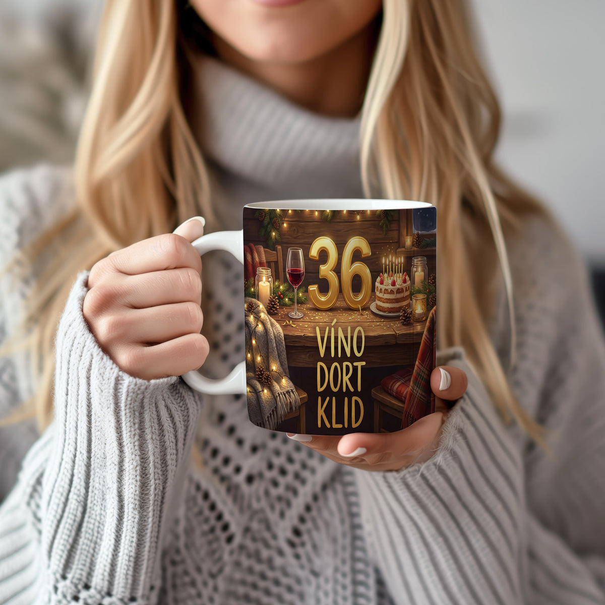Narozeninový hrnek 36 let – VÍNO DORT KLID