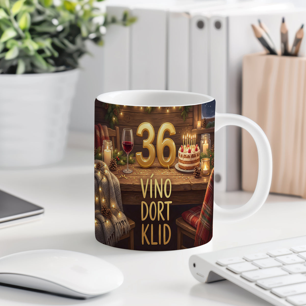 Narozeninový hrnek 36 let – VÍNO DORT KLID