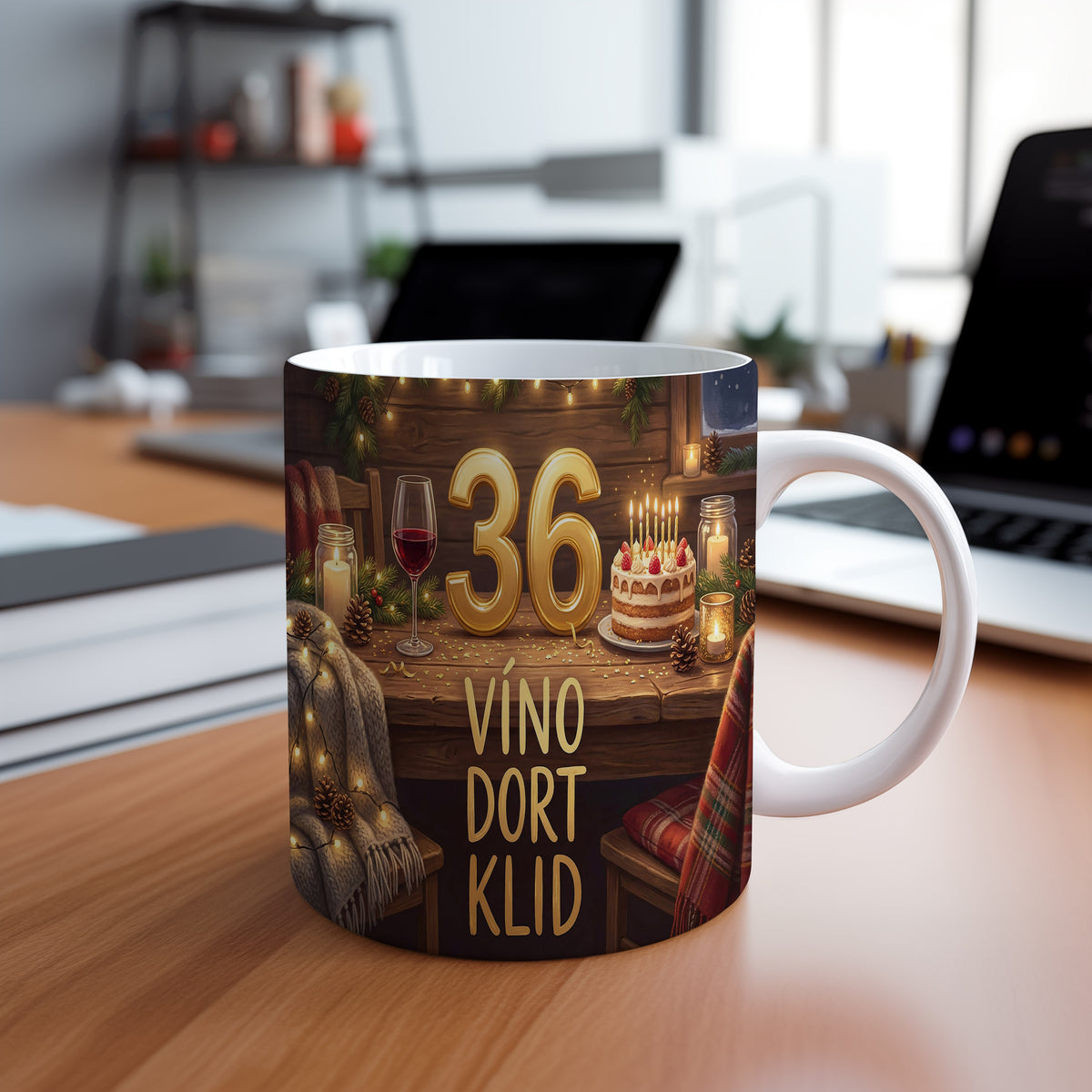 Narozeninový hrnek 36 let – VÍNO DORT KLID