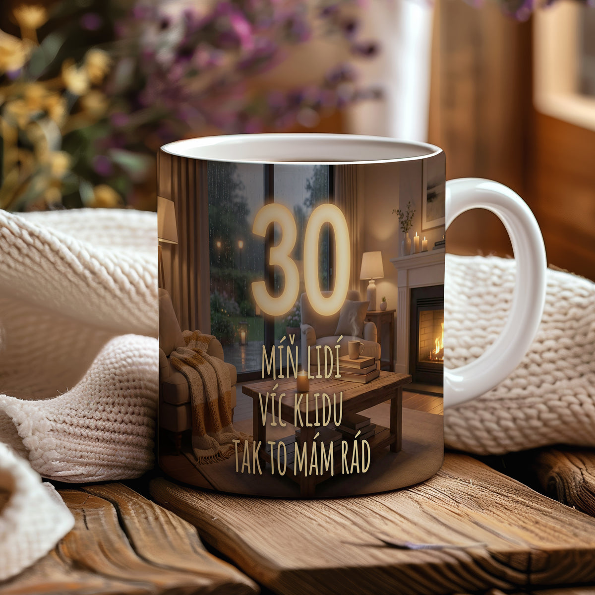 Narozeninový hrnek 30 let – MÍŇ LIDÍ VÍC KLIDU TAK TO MÁM RÁD