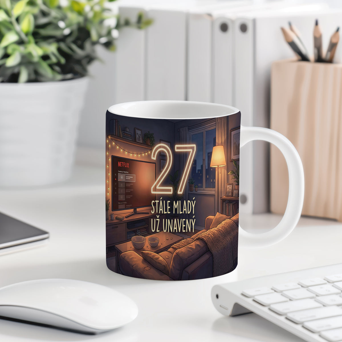 Narozeninový hrnek 27 let – STÁLE MLADÝ UŽ UNAVENÝ