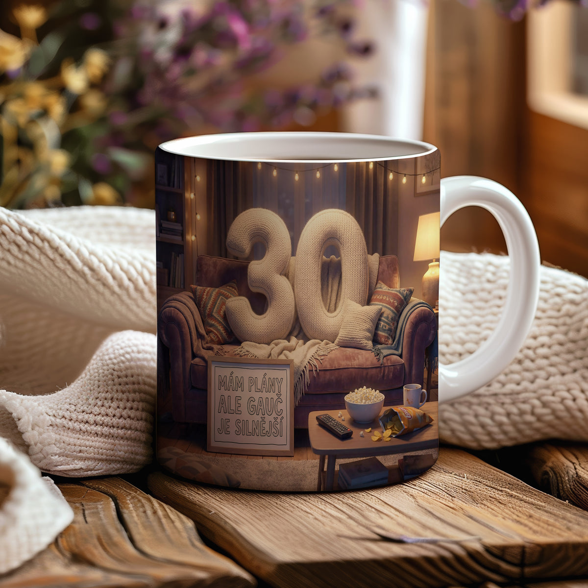 Narozeninový hrnek 30 let – MÁM PLÁNY ALE GAUČ JE SILNĚJŠÍ