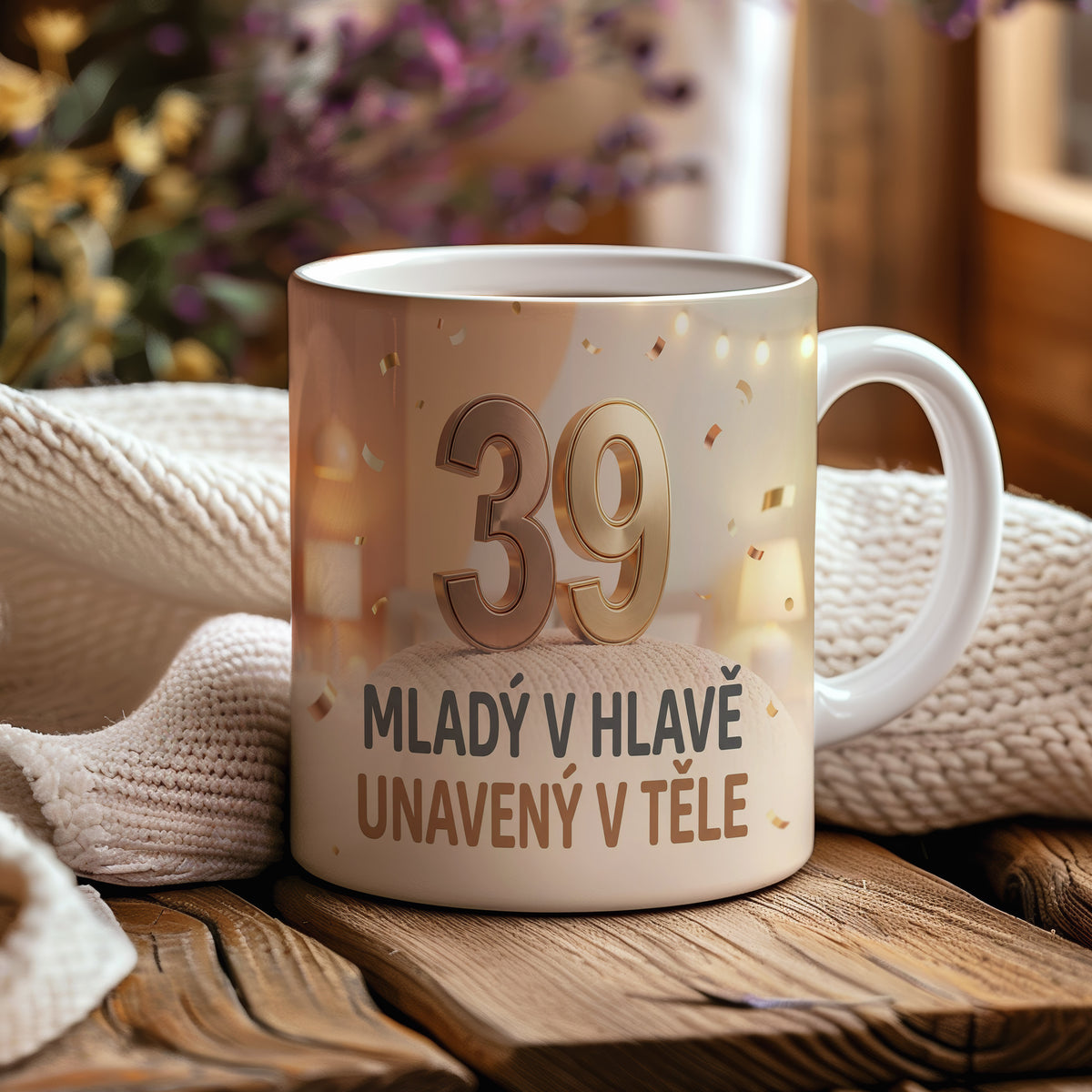 Narozeninový hrnek 39 let – MLADÝ V HLAVĚ, UNAVENÝ V TĚLE