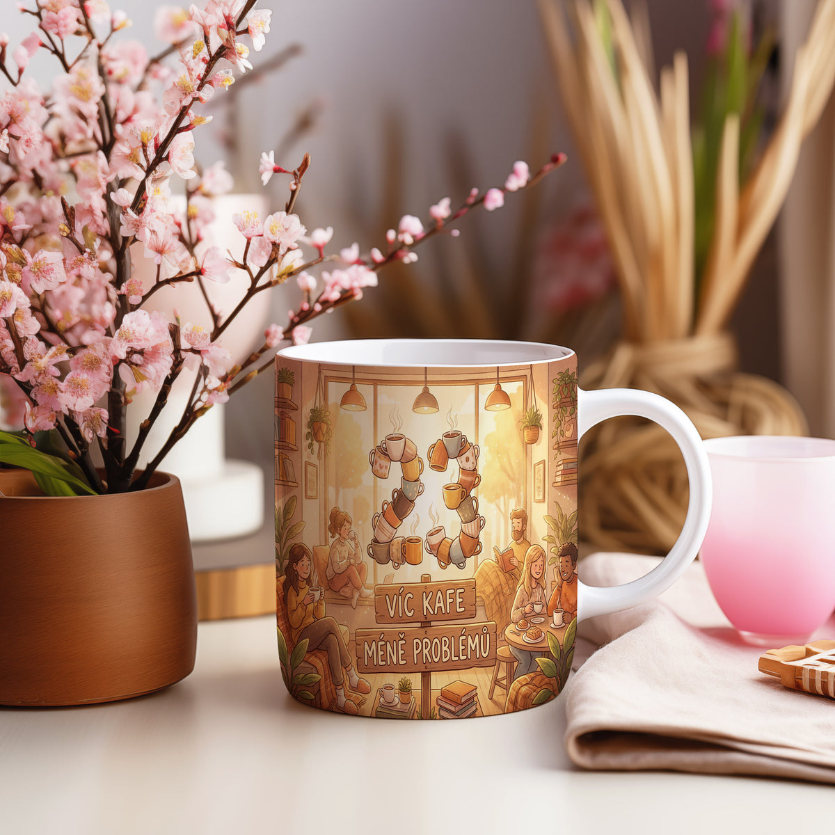 Narozeninový hrnek 25 let – VÍC KAFE MÉNĚ PROBLÉMŮ