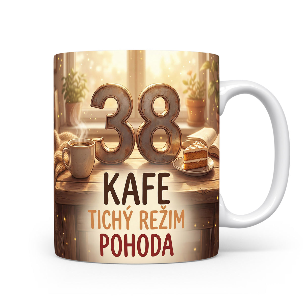 Narozeninový hrnek s číslem 38 a motivem kávy
