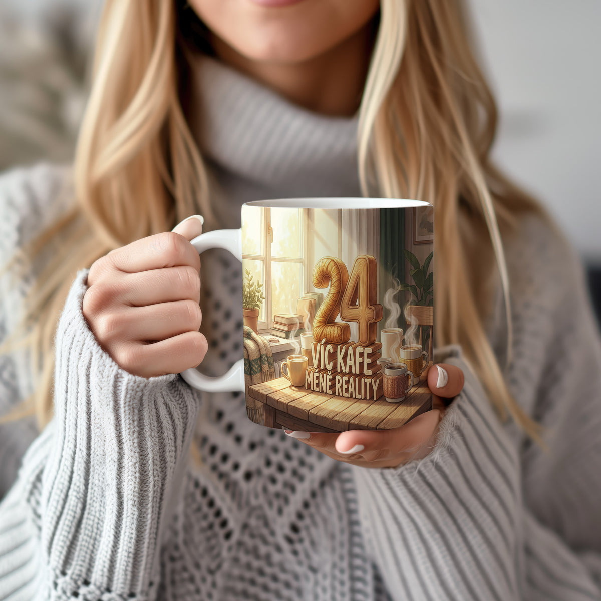 Narozeninový hrnek 24 let – VÍC KAFE MÍNĚ REALITY