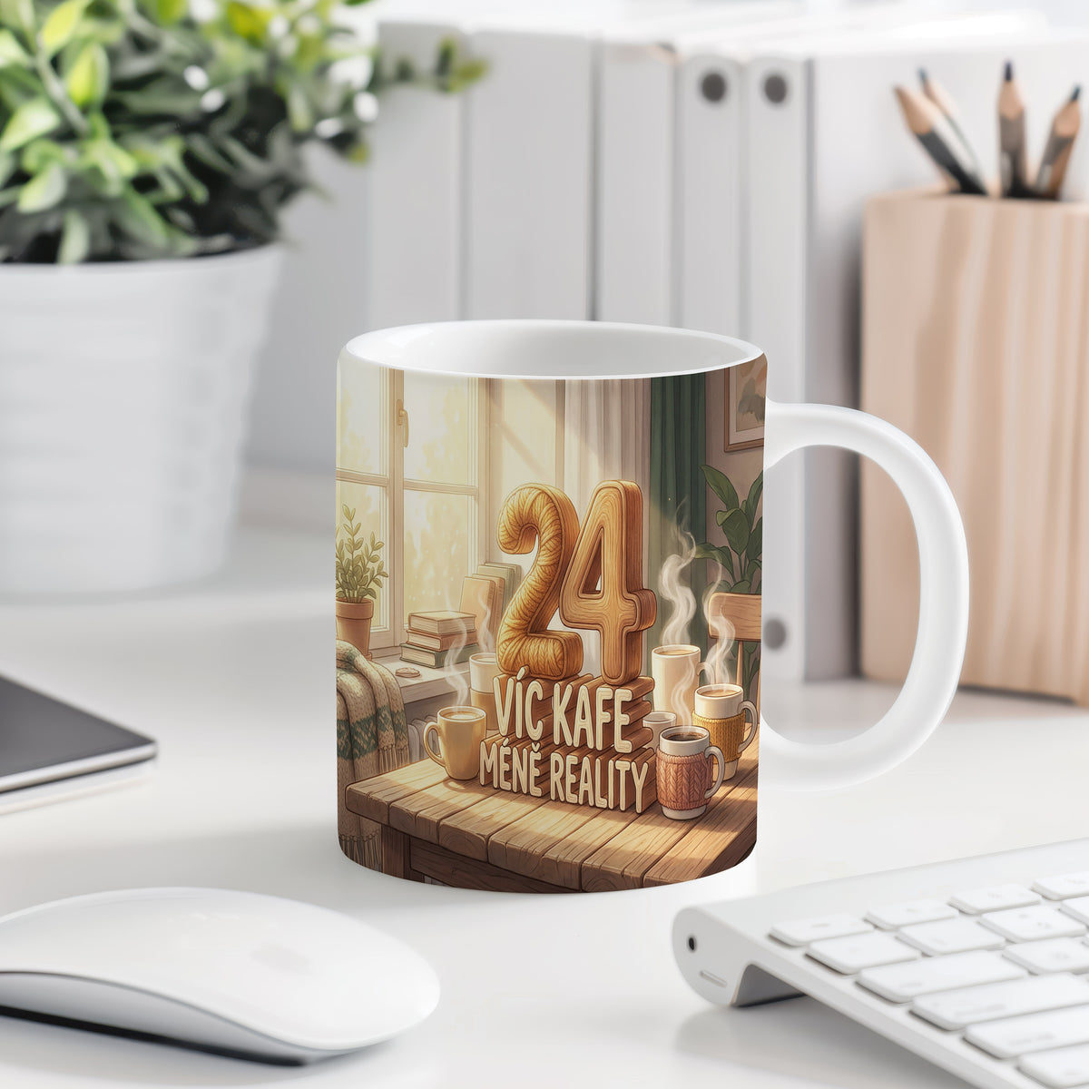 Narozeninový hrnek 24 let – VÍC KAFE MÍNĚ REALITY