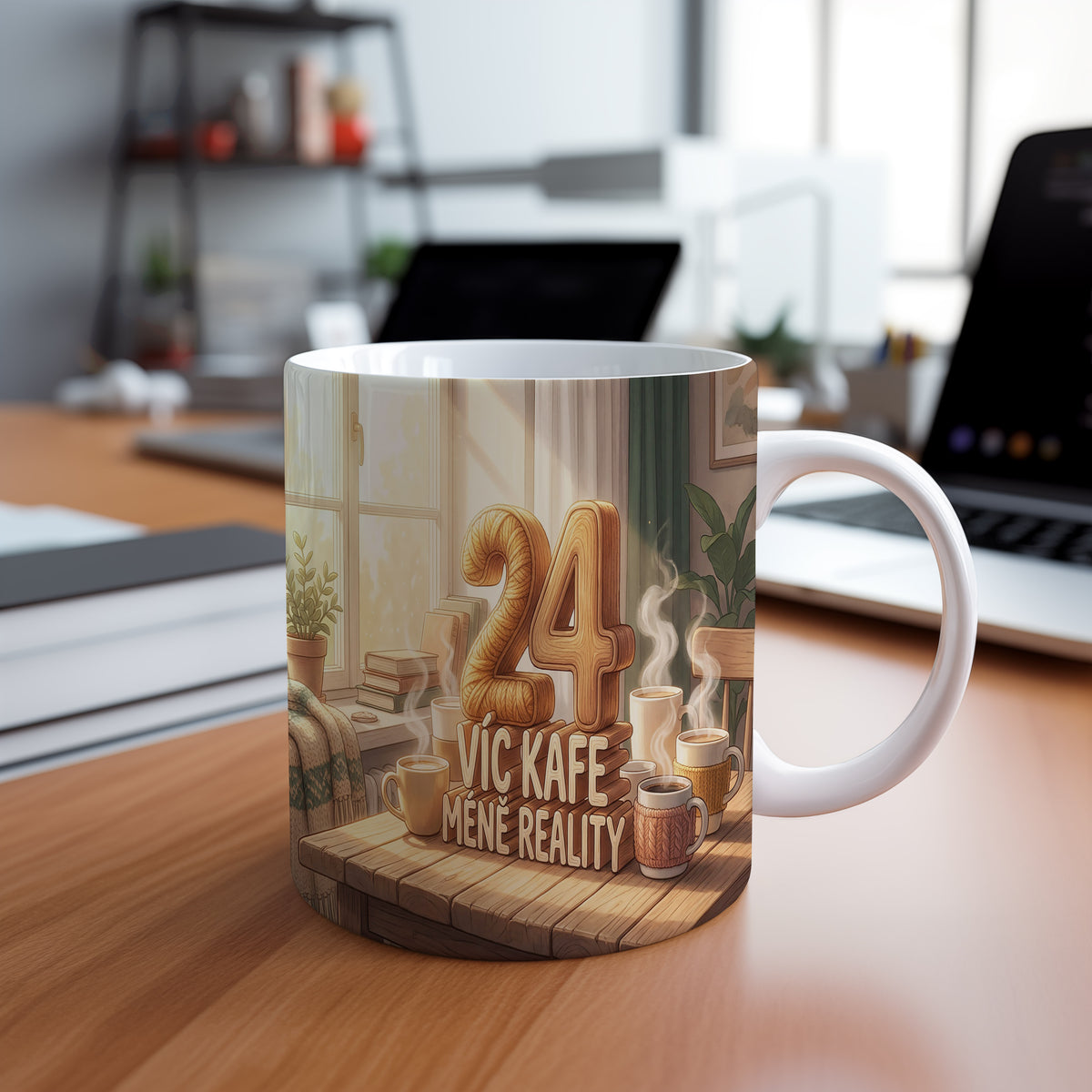 Narozeninový hrnek 24 let – VÍC KAFE MÍNĚ REALITY