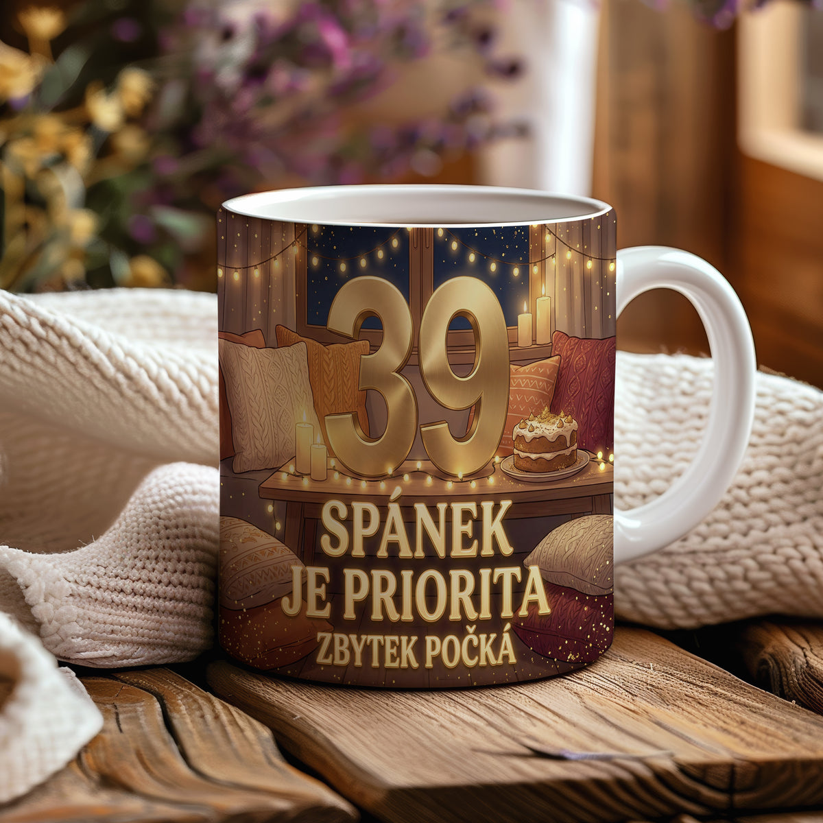 Narozeninový hrnek 39 let – SPÁNEK JE PRIORITA, ZBYTEK POČKÁ