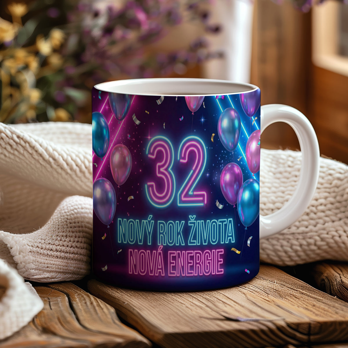 Narozeninový hrnek 32 let – NOVÝ ROK ŽIVOTA NOVÁ ENERGIE
