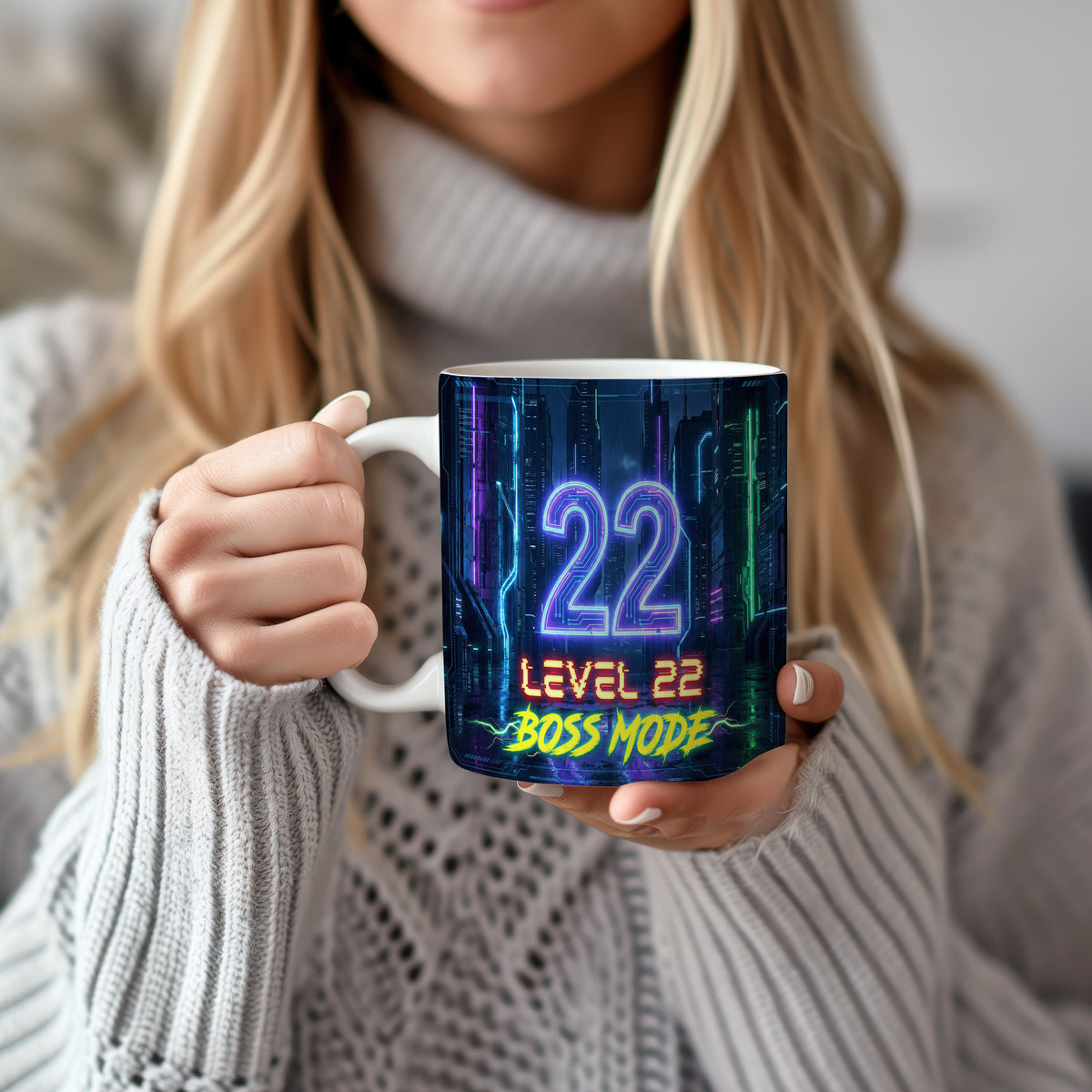 Narozeninový hrnek 22 let – LEVEL 22 BOSS MODE