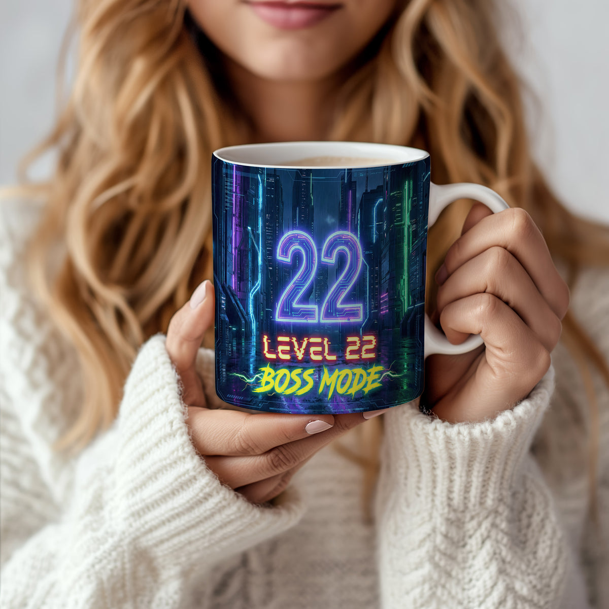 Narozeninový hrnek 22 let – LEVEL 22 BOSS MODE