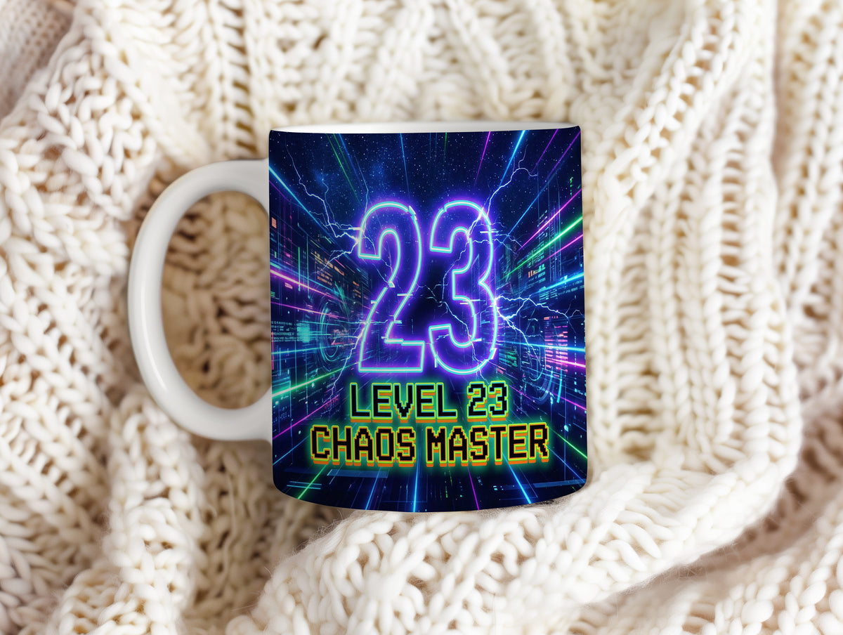 Narozeninový hrnek 23 let – LEVEL 23 CHAOS MASTER