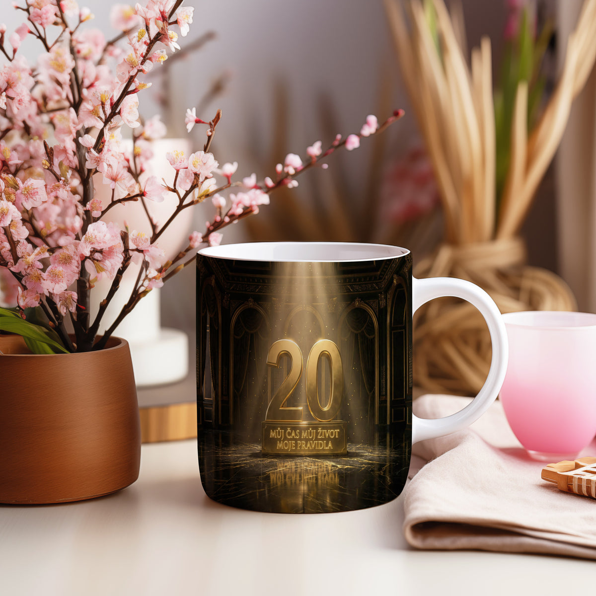 Narozeninový hrnek 20 let – MŮJ ČAS MŮJ ŽIVOT MOJE PRAVIDLA