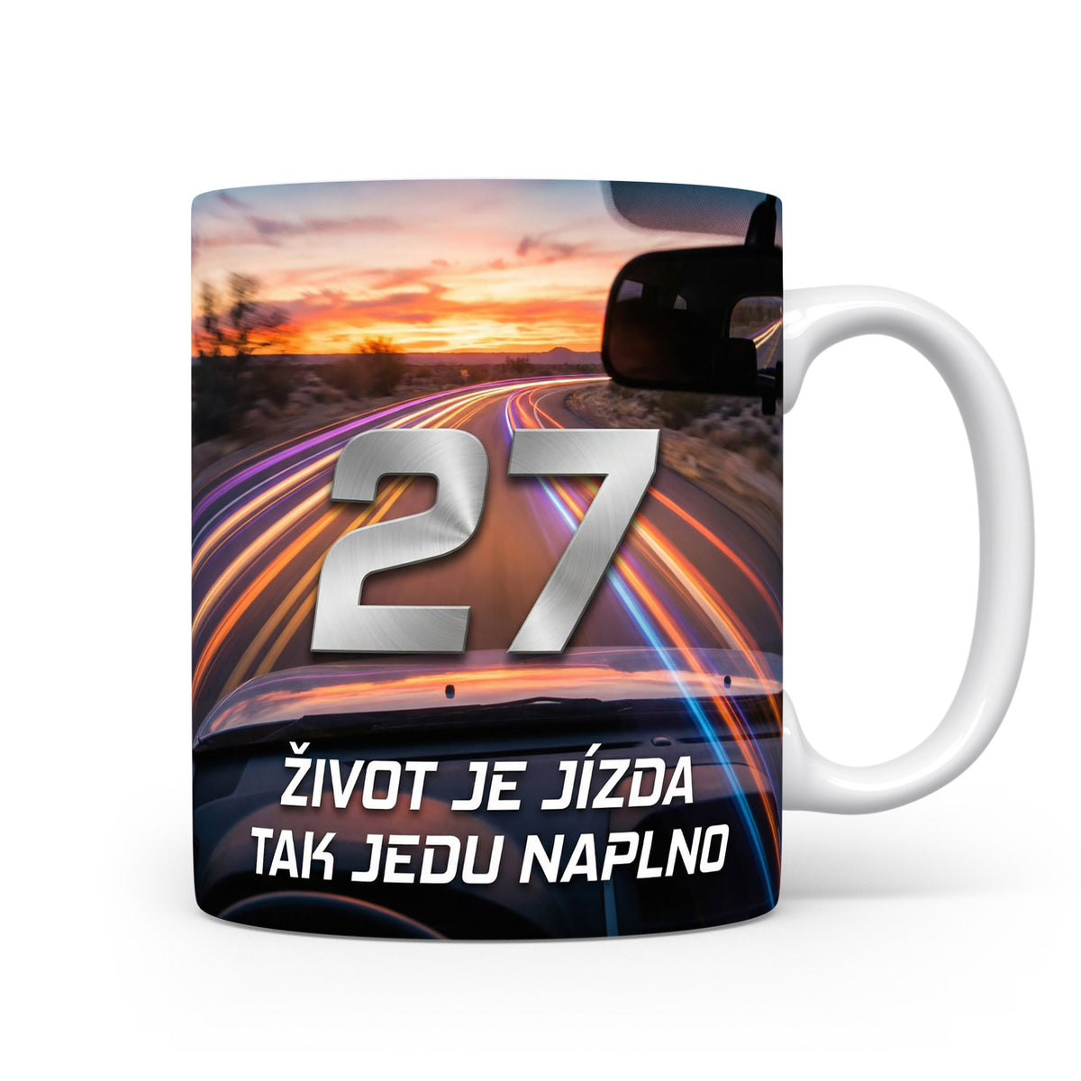 Narozeninový hrnek s číslem 27 a sloganem