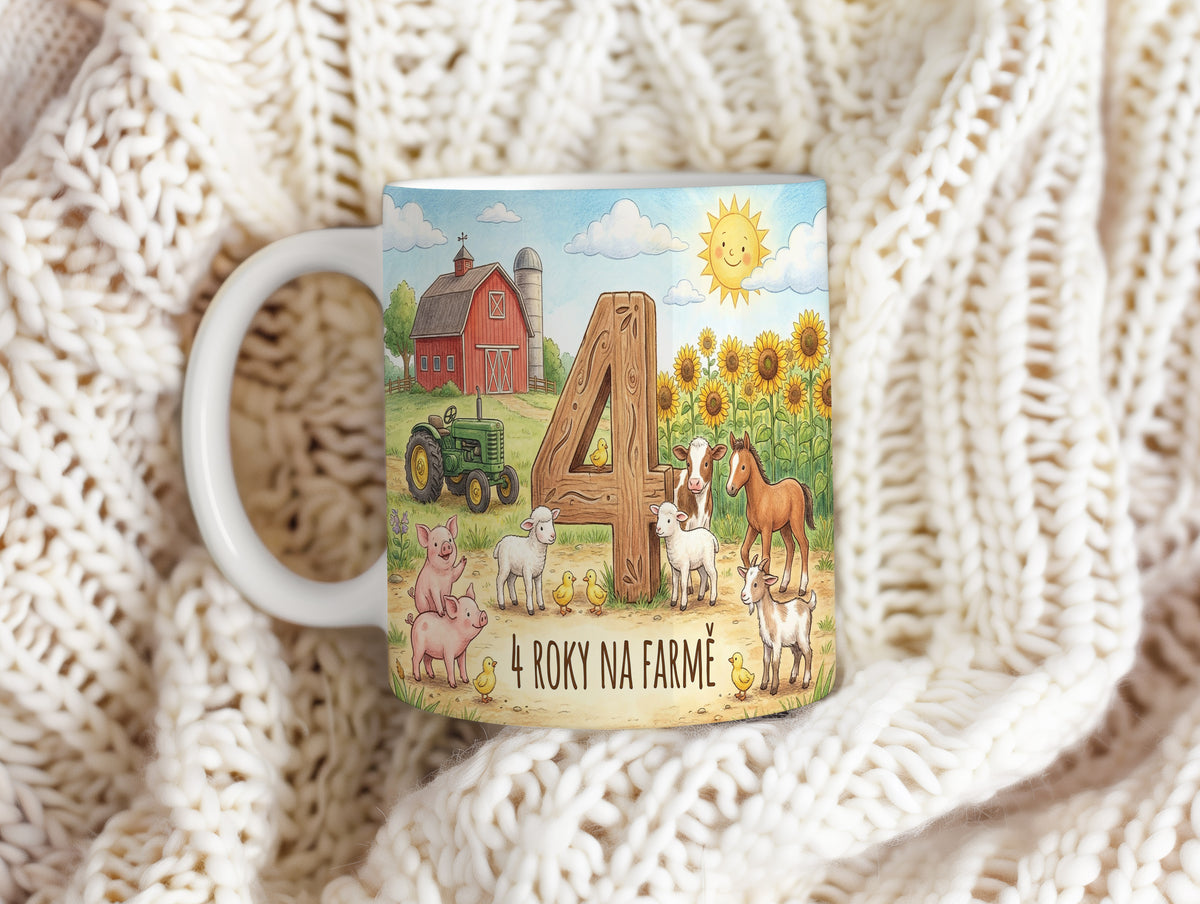 Narozeninový hrnek 4 roky – 4 ROKY NA FARMĚ