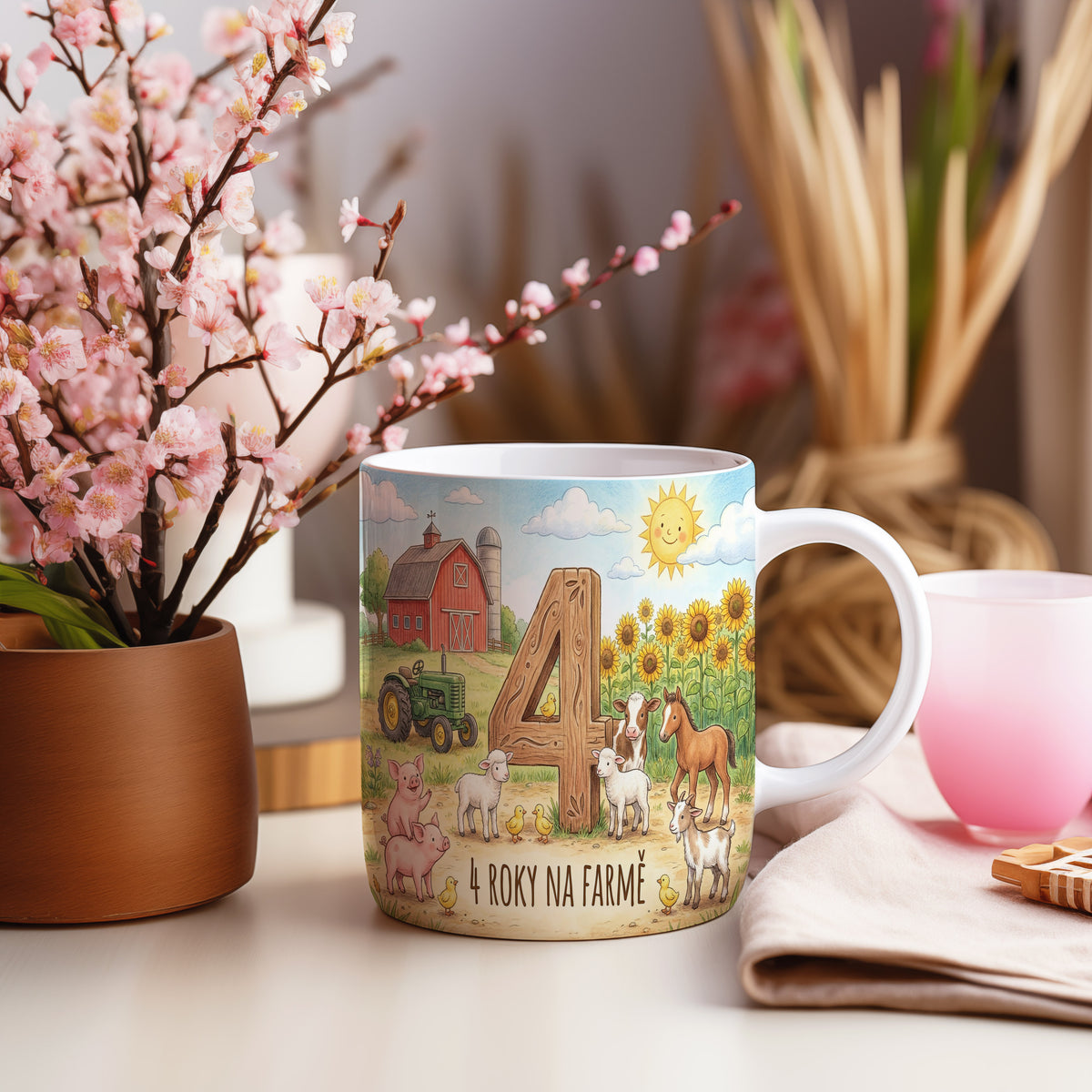 Narozeninový hrnek 4 roky – 4 ROKY NA FARMĚ