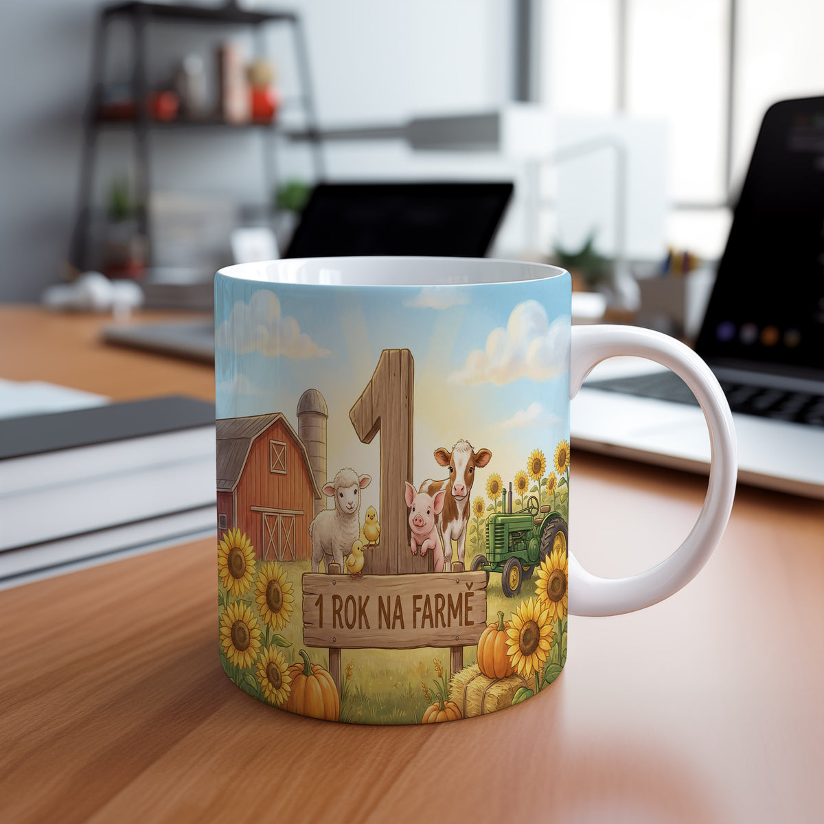 Narozeninový hrnek 1 rok – 1 ROK NA FARMĚ