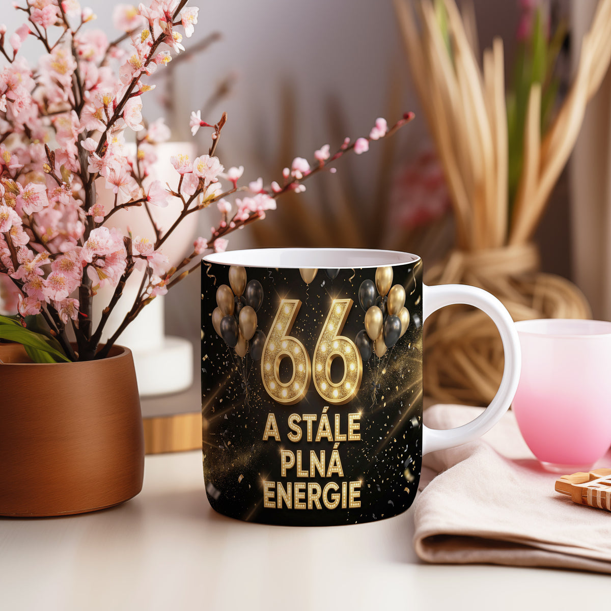Narozeninový hrnek 66 let – A STÁLE PLNÁ ENERGIE