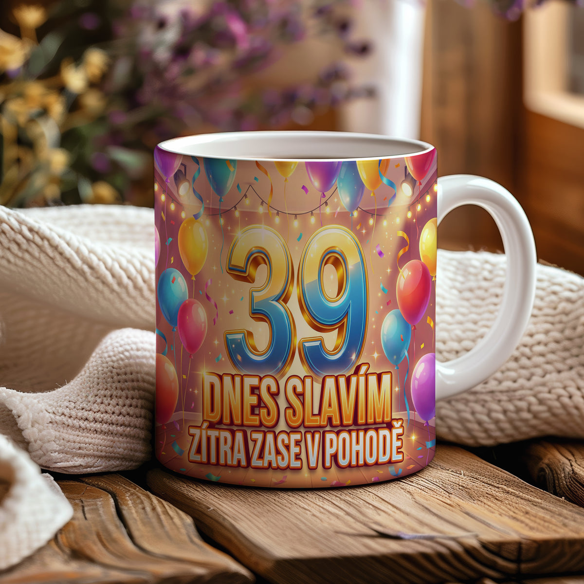 Narozeninový hrnek 39 let – DNES SLAVÍM, ZÍTRA ZASE V POHODĚ