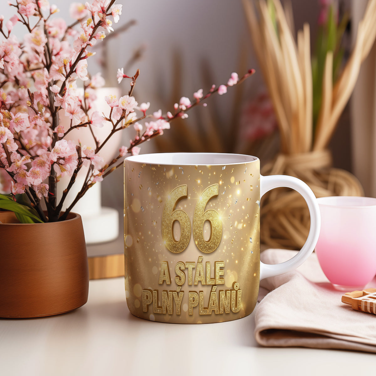 Narozeninový hrnek 66 let – A STÁLE PLNÝ PLÁNŮ