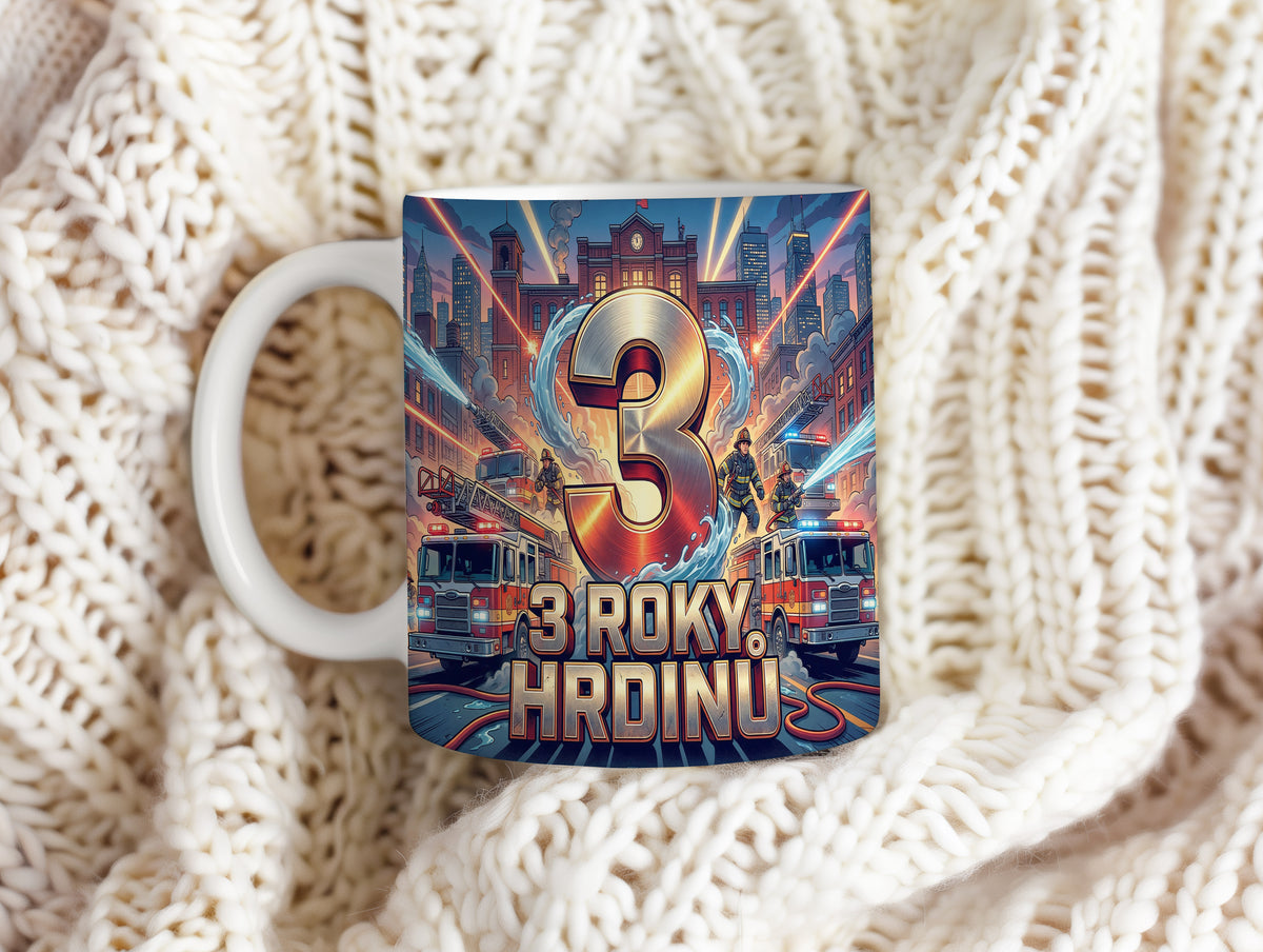 Narozeninový hrnek 3 roky – 3 ROKY. HRDINŮ