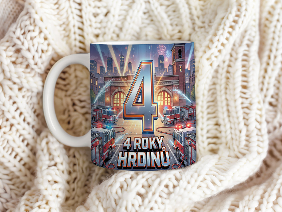 Narozeninový hrnek 4 roky – 4 ROKY HRDINŮ