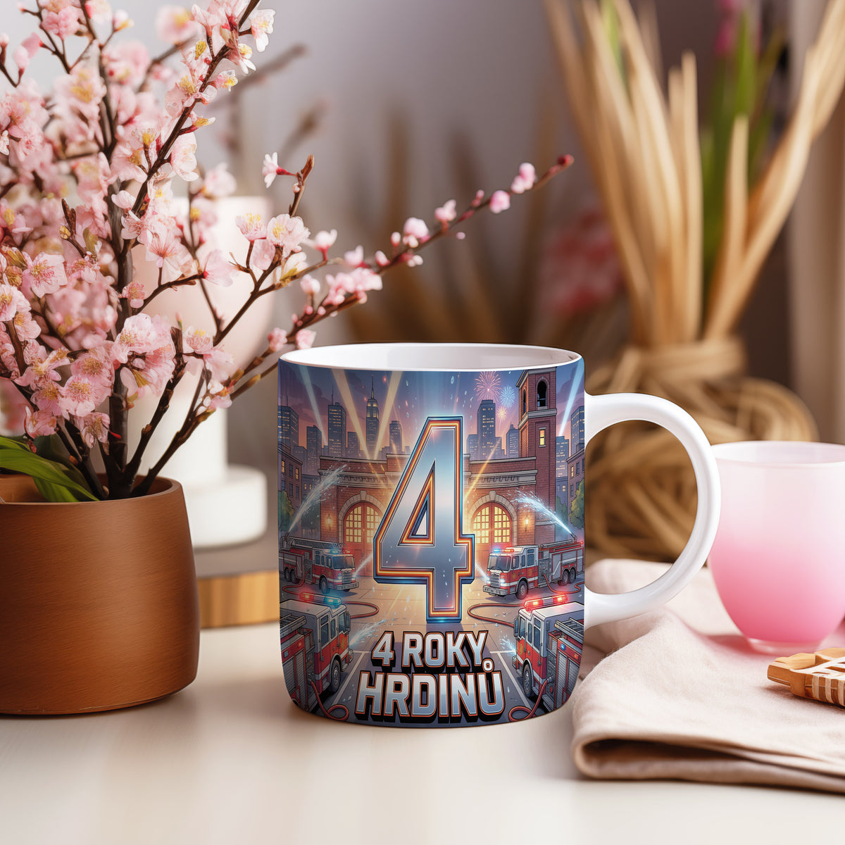 Narozeninový hrnek 4 roky – 4 ROKY HRDINŮ