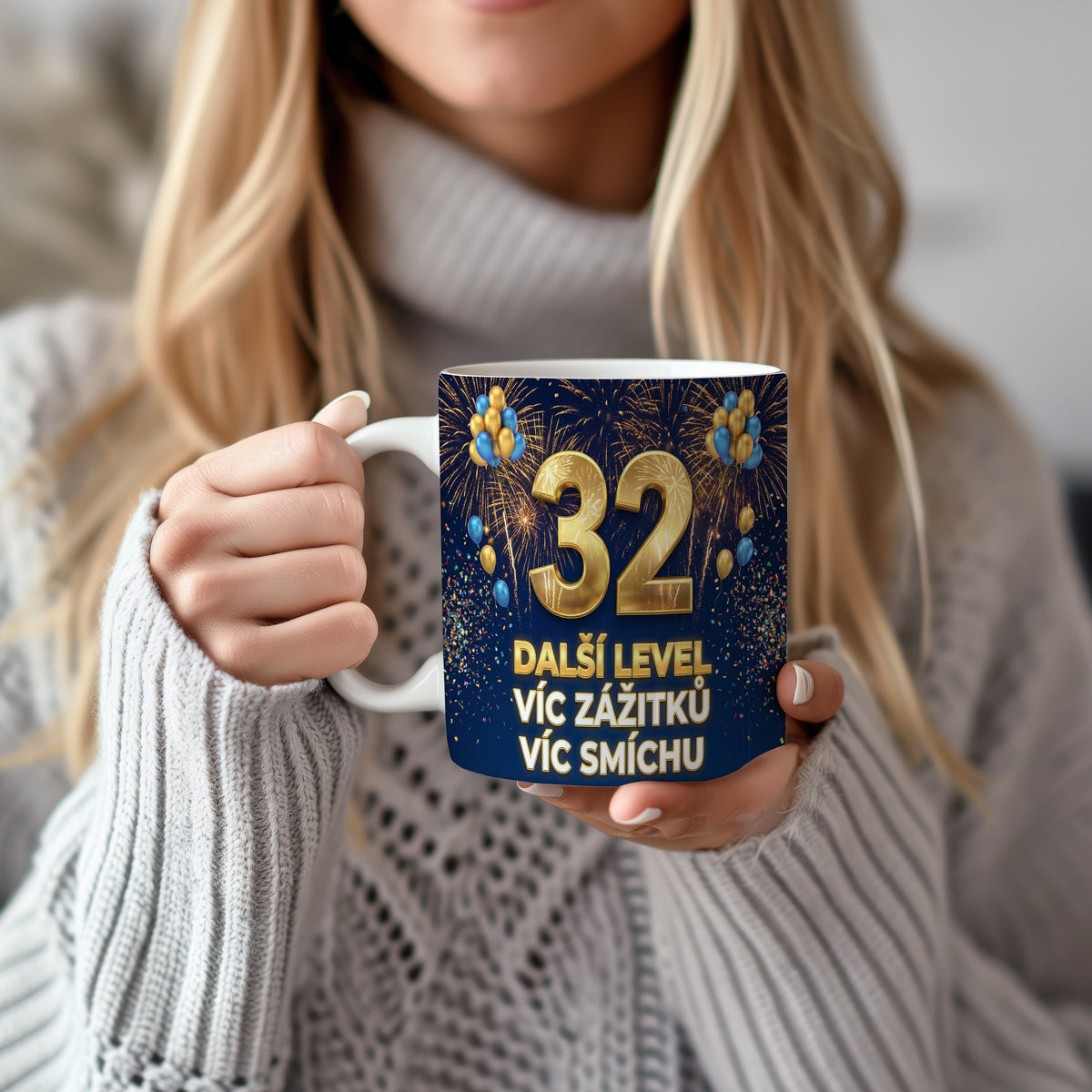 Narozeninový hrnek 32 let – DALŠÍ LEVEL VÍC ZÁŽITKŮ VÍC SMÍCHU