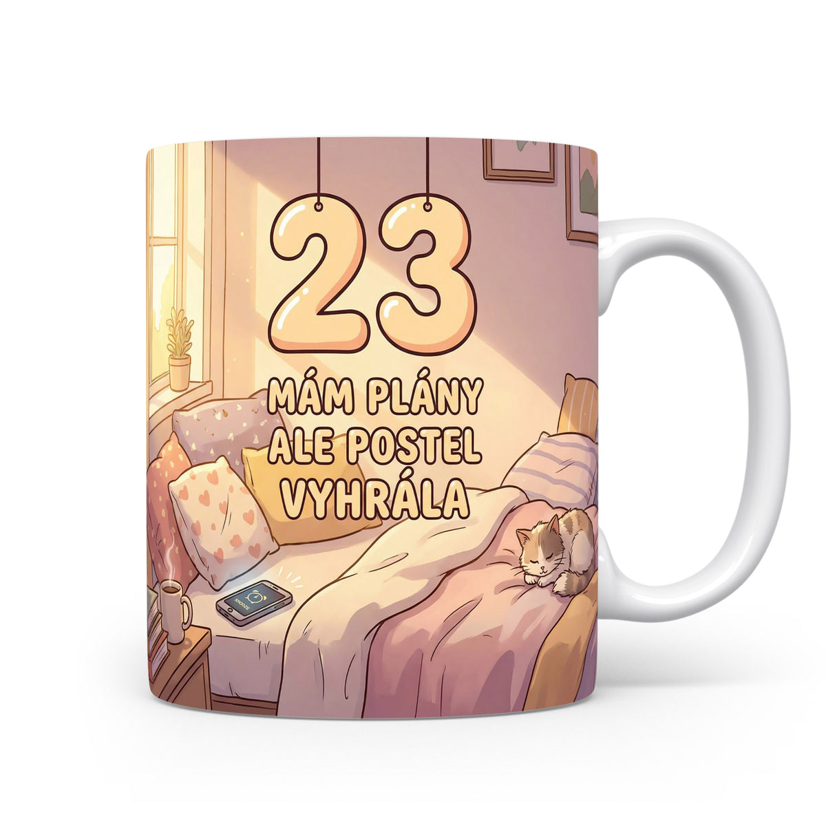 Narozeninový hrnek s číslem 23 a hláškou.