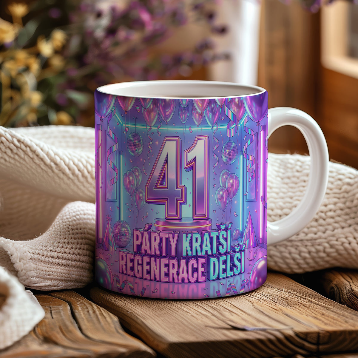 Narozeninový hrnek 41 let – PÁRTY KRATŠÍ, REGENERACE DELŠÍ