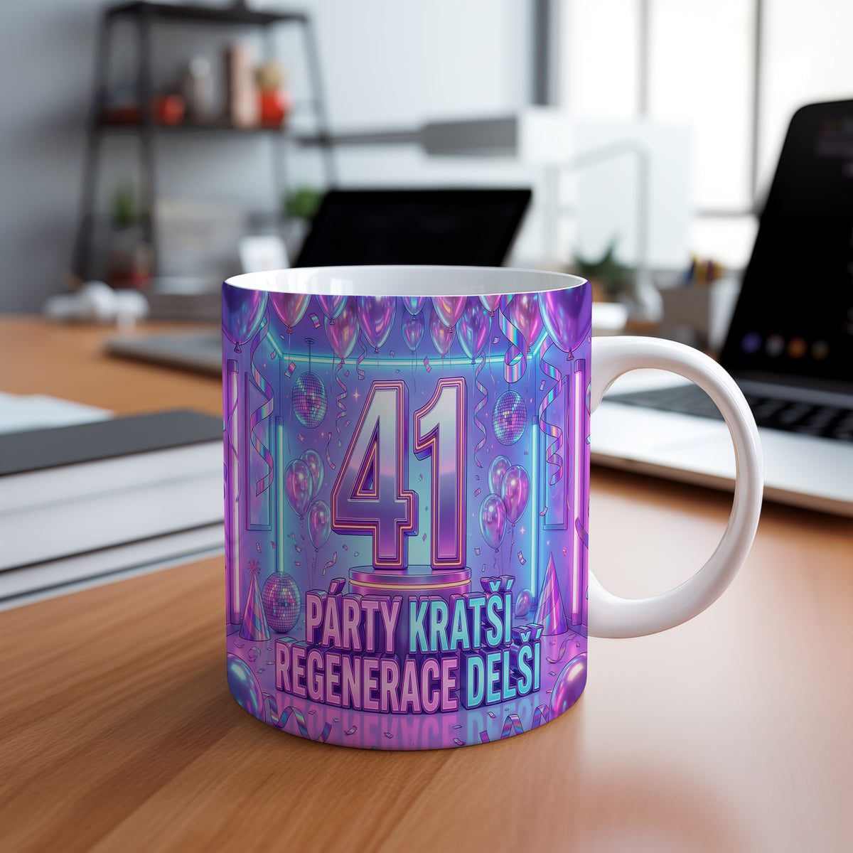 Narozeninový hrnek 41 let – PÁRTY KRATŠÍ, REGENERACE DELŠÍ