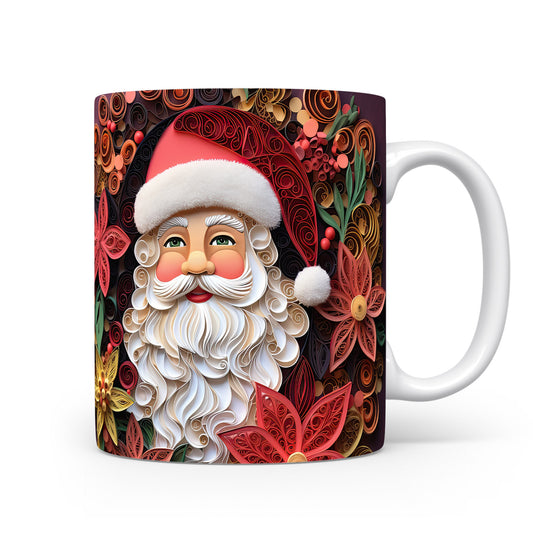 Hrnek s vánočním motivem Santy a květinami