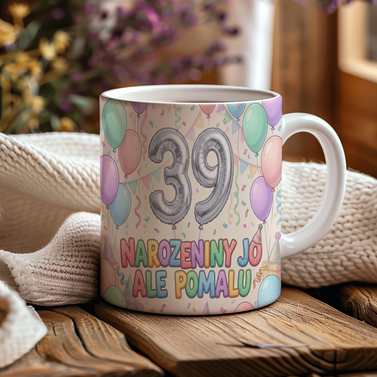 Narozeninový hrnek 39 let – NAROZENINY JO, ALE POMALU