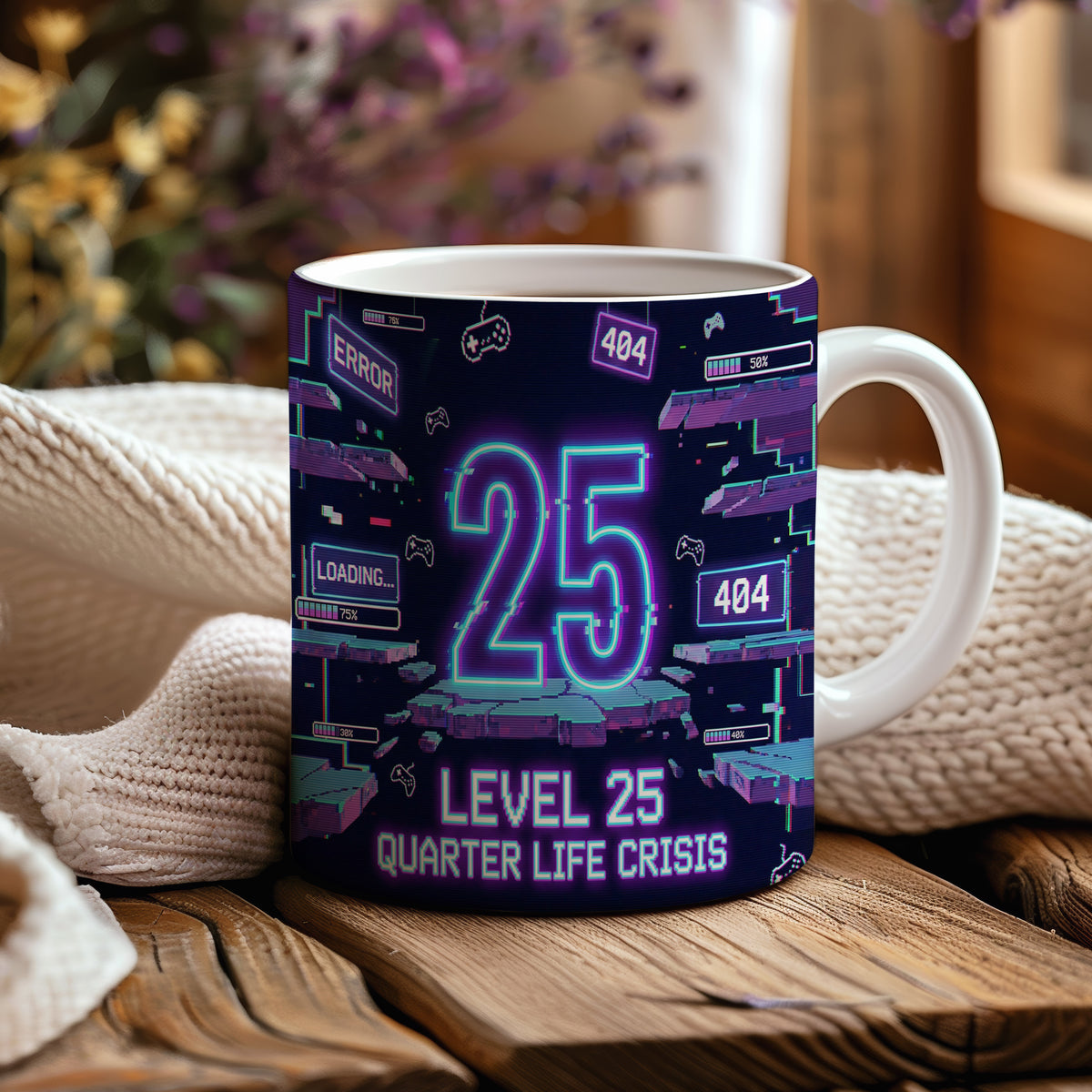 Narozeninový hrnek 25 let – LEVEL 25 QUARTER LIFE CRISIS