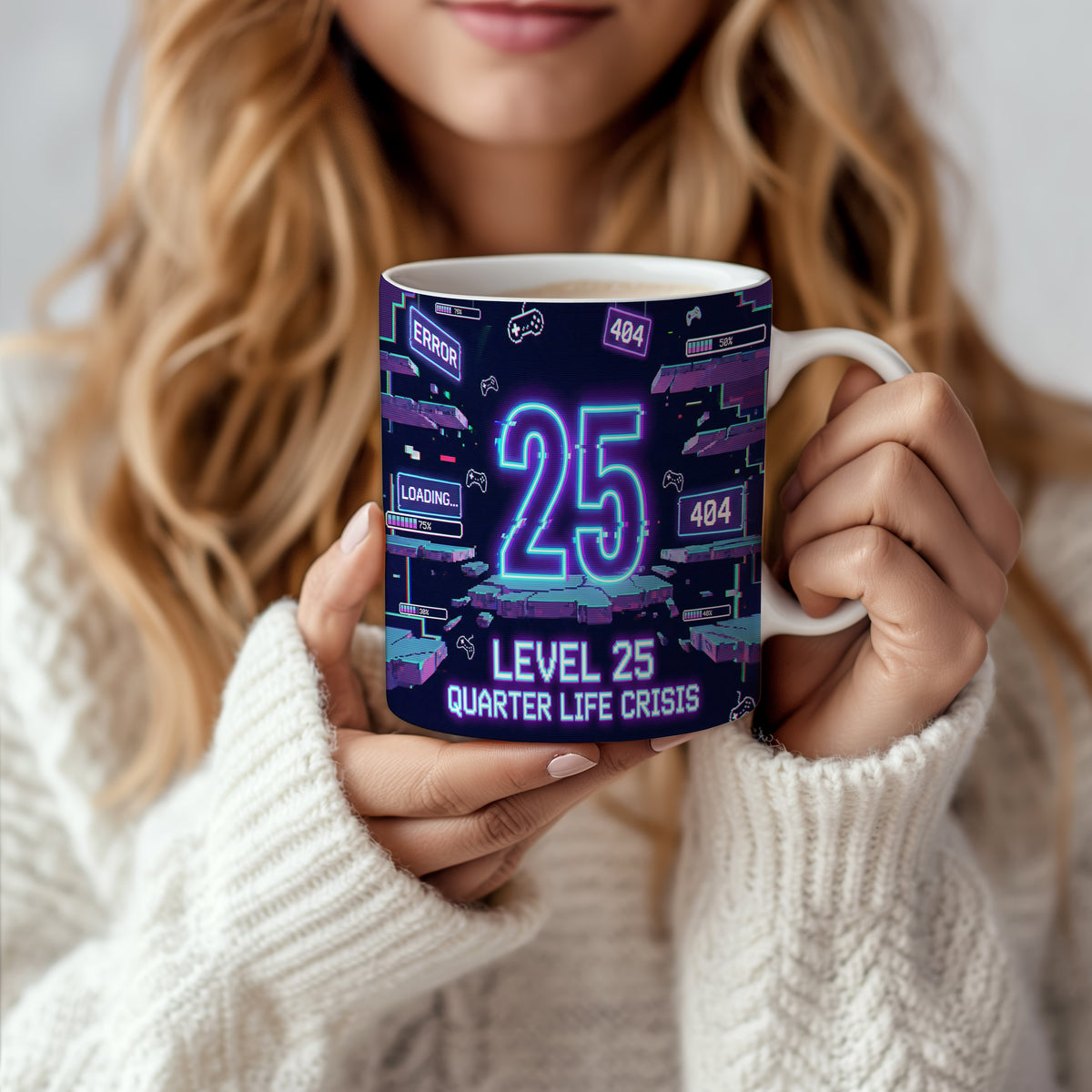 Narozeninový hrnek 25 let – LEVEL 25 QUARTER LIFE CRISIS