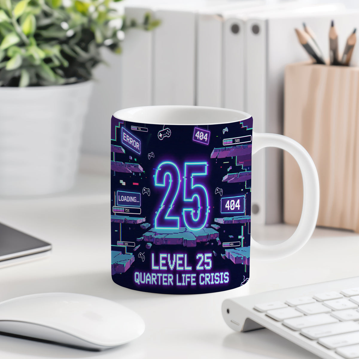 Narozeninový hrnek 25 let – LEVEL 25 QUARTER LIFE CRISIS