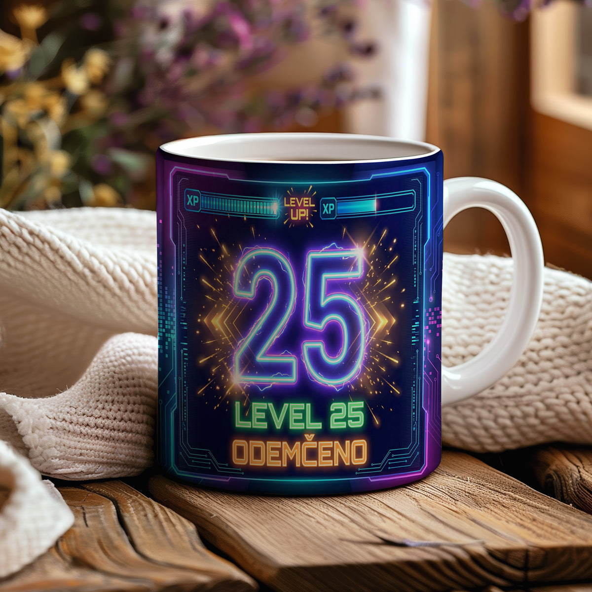 Narozeninový hrnek 25 let – LEVEL 25 ODEMČENO