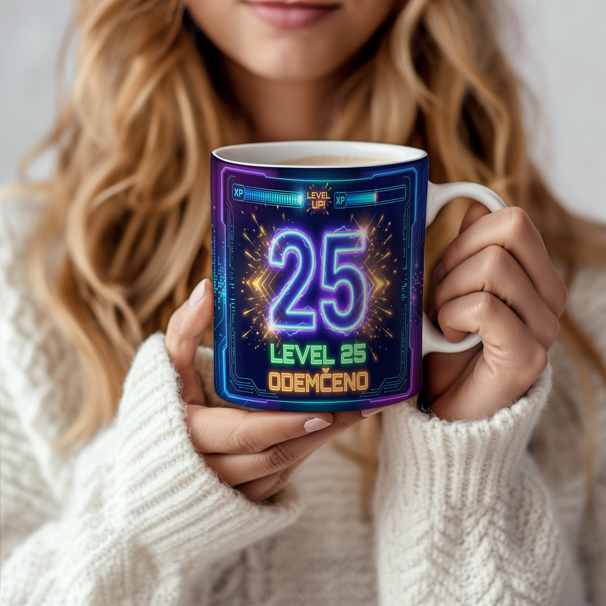 Narozeninový hrnek 25 let – LEVEL 25 ODEMČENO