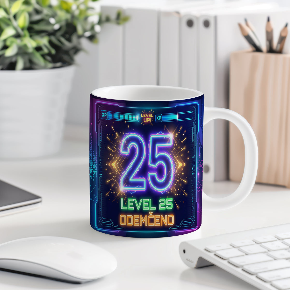 Narozeninový hrnek 25 let – LEVEL 25 ODEMČENO