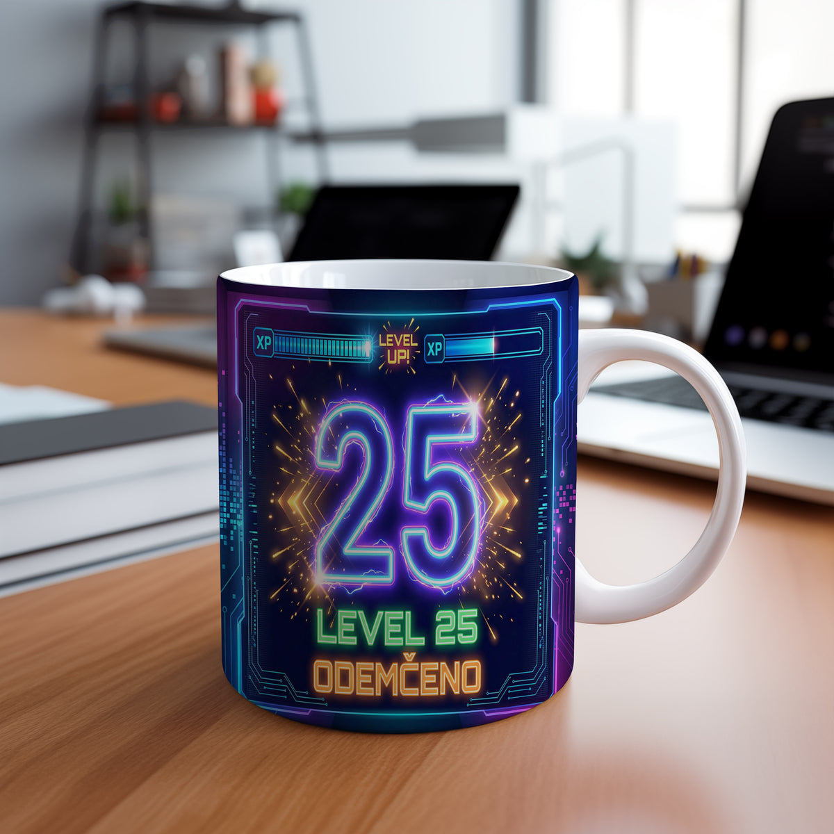 Narozeninový hrnek 25 let – LEVEL 25 ODEMČENO