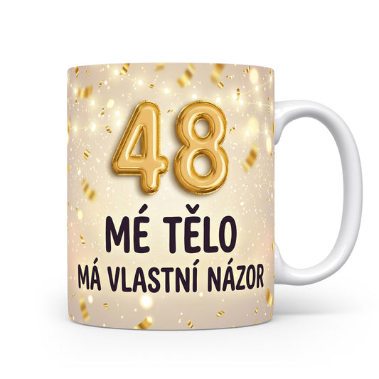 Narozeninový hrnek s číslem 48 a sloganem