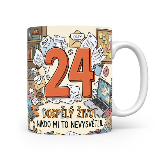 Hrnček s číslem 24 a vtipnou hláškou