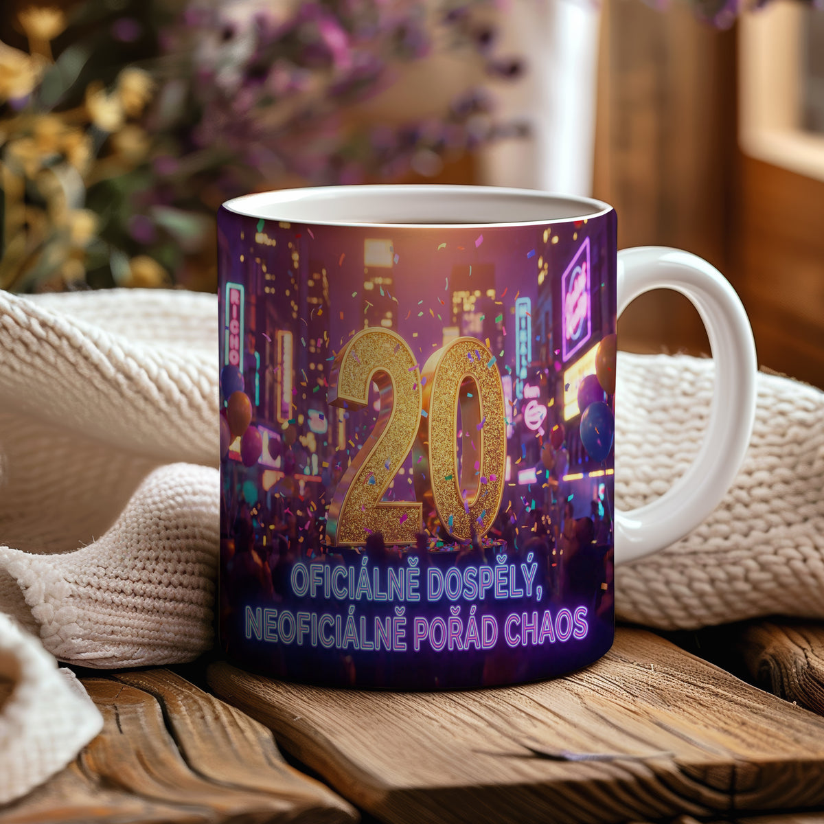 Narozeninový hrnek 20 let – OFICIÁLNĚ DOSPĚLÝ, NEOFICIÁLNĚ POŘÁD CHAOS