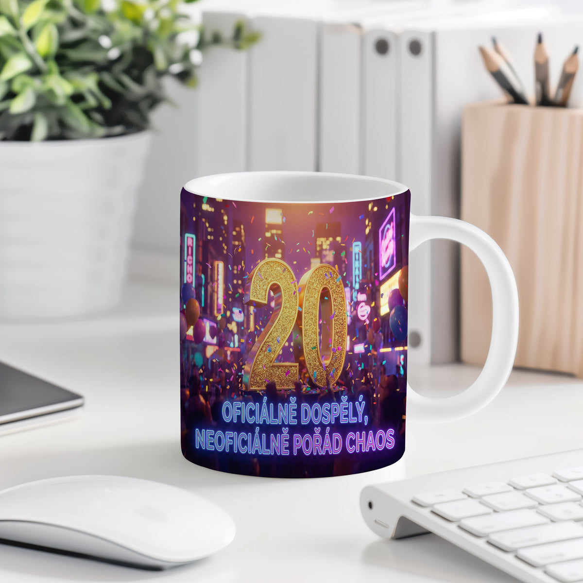 Narozeninový hrnek 20 let – OFICIÁLNĚ DOSPĚLÝ, NEOFICIÁLNĚ POŘÁD CHAOS